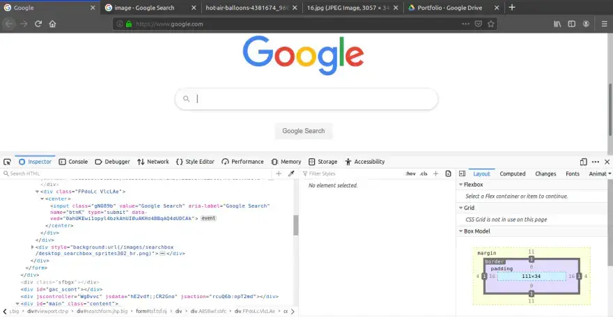 developer tools attribute value