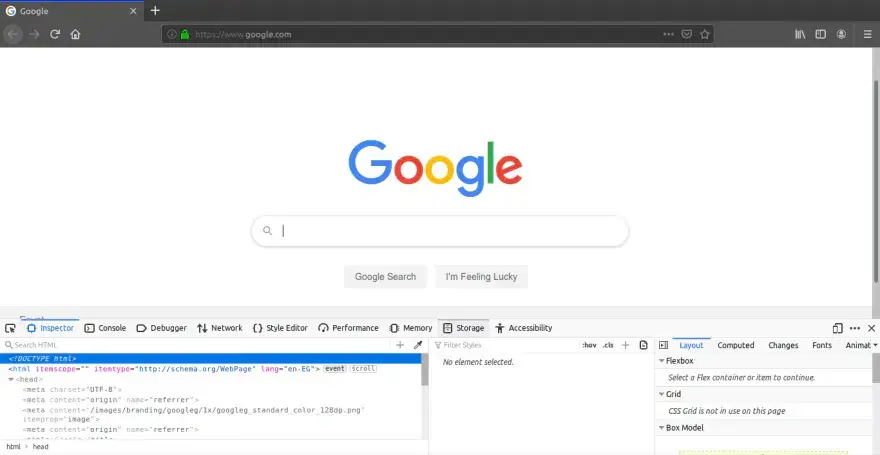 developer tools no button